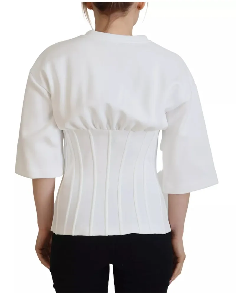 Dolce & Gabbana Women White Cotton Corset Stretch Top T-Shirt White