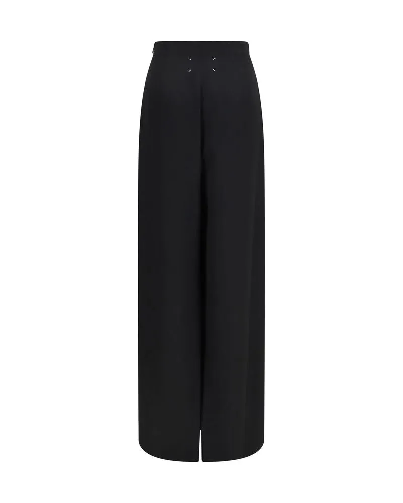 Maison Margiela Women's Black Wool Oves Aries Long Skirt Black