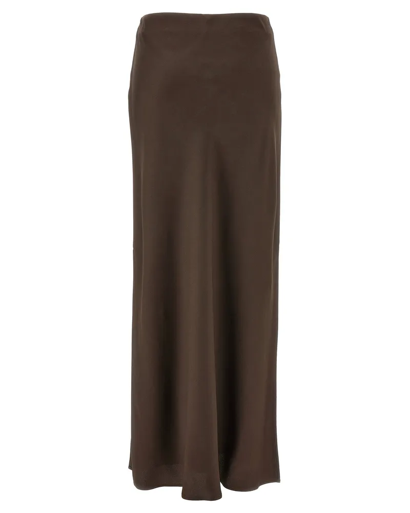 Brunello Cucinelli Viscose-Blend Slit Skirt — Brown Brown