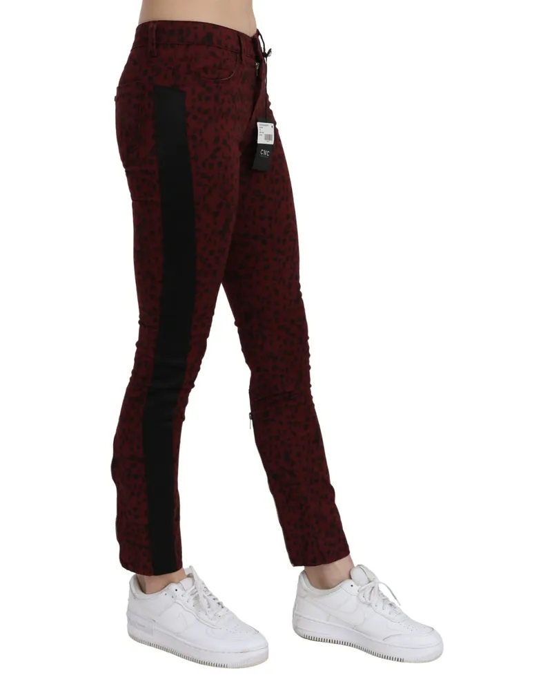 CoSTUME NATIONAL Women's Dark Red Mid Waist Slim Fit Cotton Jeans Clothing Red