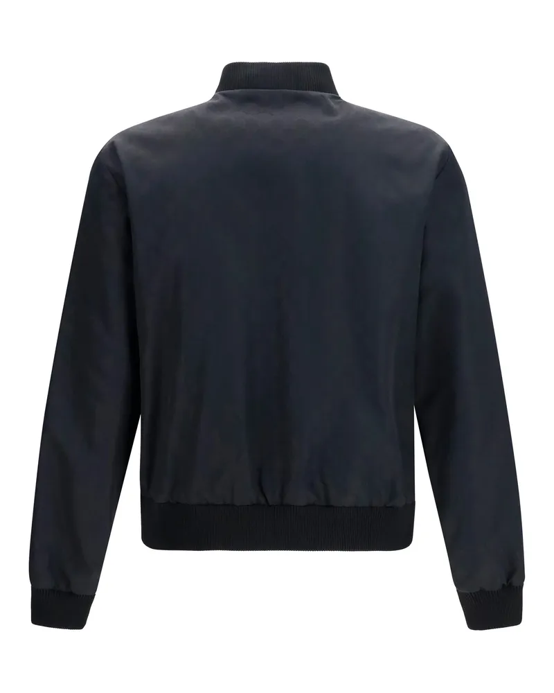 Gucci Men's Reversible Zip Jacket Lightweight Silk Faille Black Polyamide Black