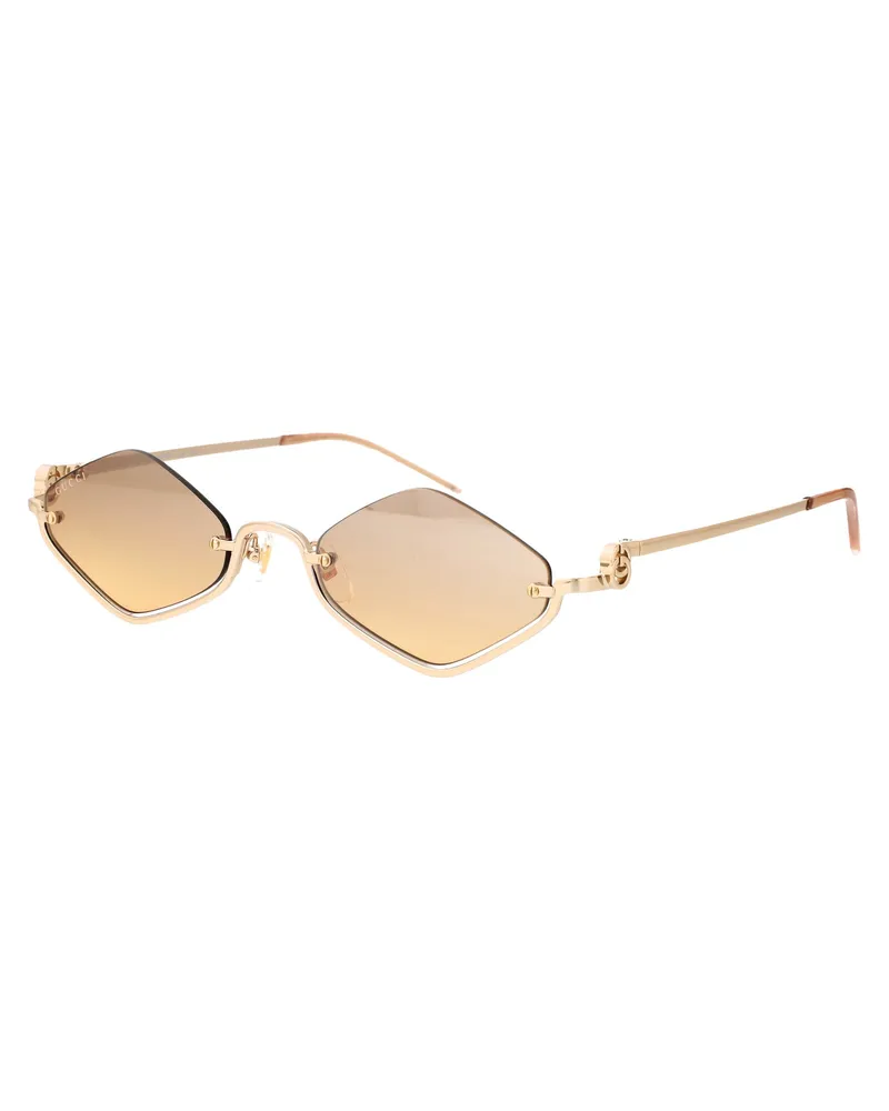 Gucci GG1604S Gold-Tone Metal with Orange Accents Sunglasses — Gold Gold