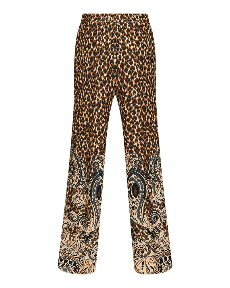 Etro Women's Trousers Silk Crêpe De Chine Beige Beige