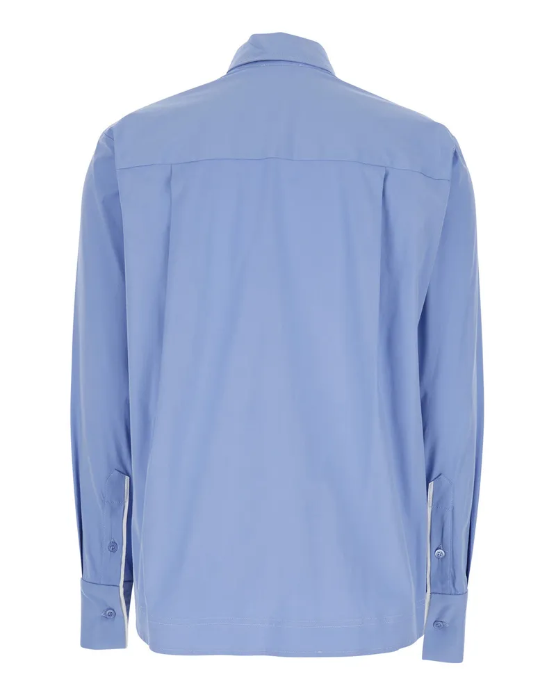 Semicouture Women's Shirt Classic Collar Light Blue Stretch Cotton Blouses Blue