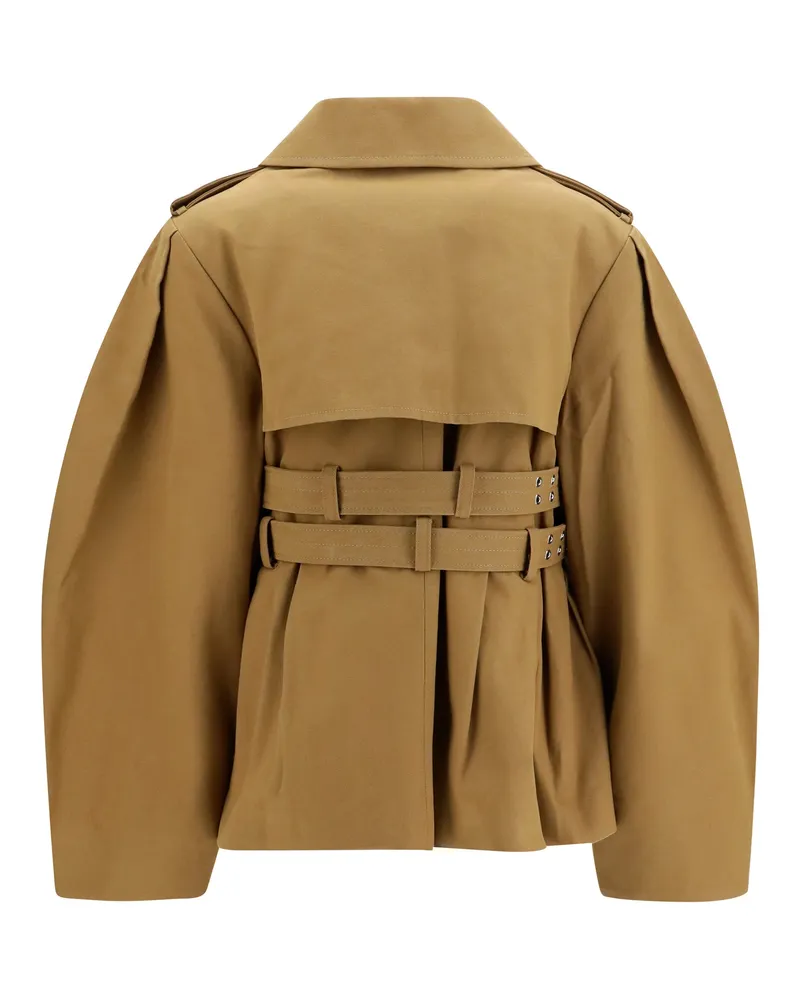 Ganni Women's Canvas Jacket With Double Belt Ermine Cotton Beige
