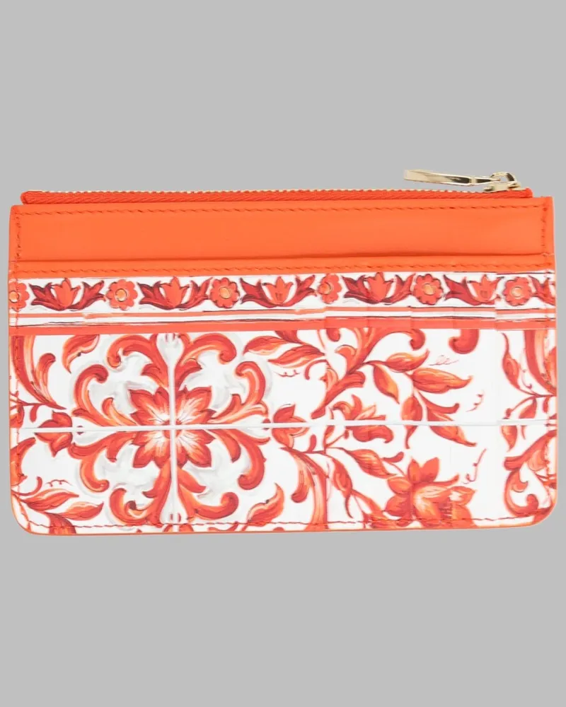Dolce & Gabbana Calf Leather Card Case — Orange Orange