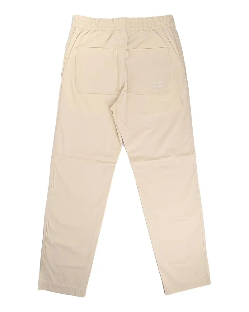 Kitsuné Cotton Straight-Leg Trousers — Beige Beige