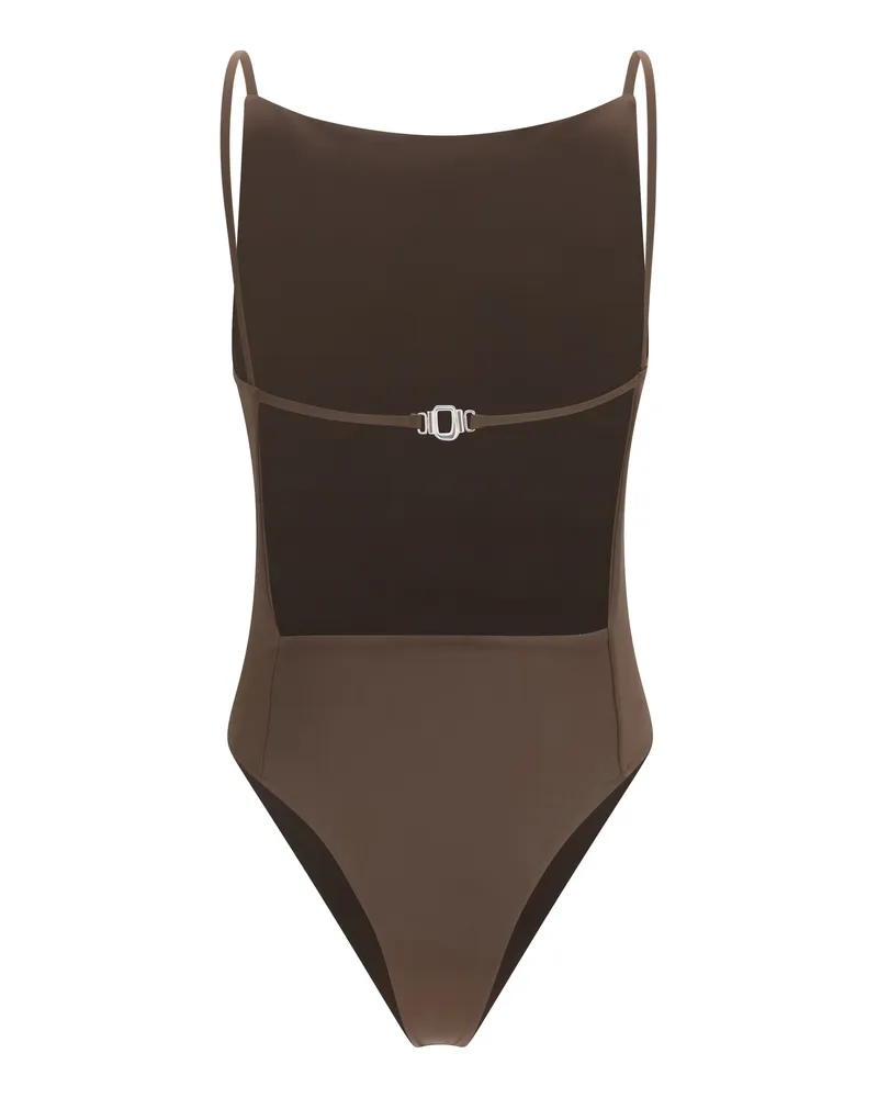 Jacquemus Women Sole One-Piece Swimsuit Brown Polyamide; Elastane Swimwear Sea Clothing Brown