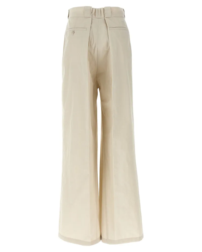 Maison Margiela Women's Beige Cotton Casual Pants Beige