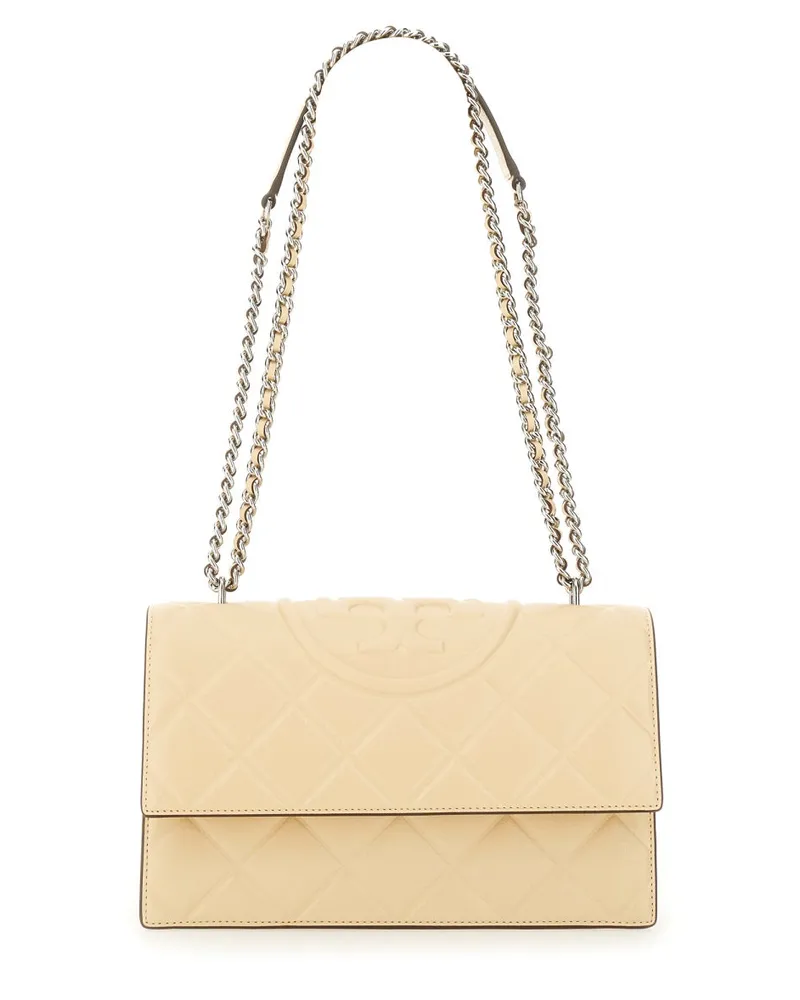 Tory Burch Women's Fleming Bag Beige Goat Leather Shoulder Beige