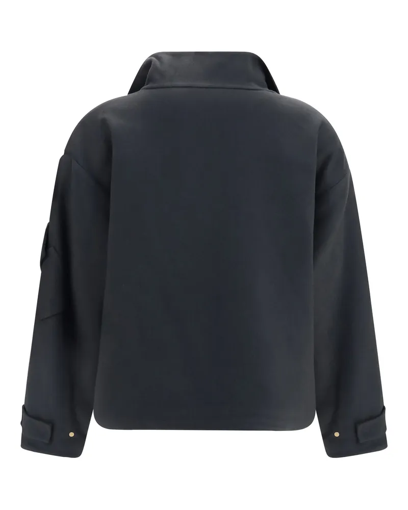 Giorgio Armani Women's Coat Caban Double Cashmere Swamp Black