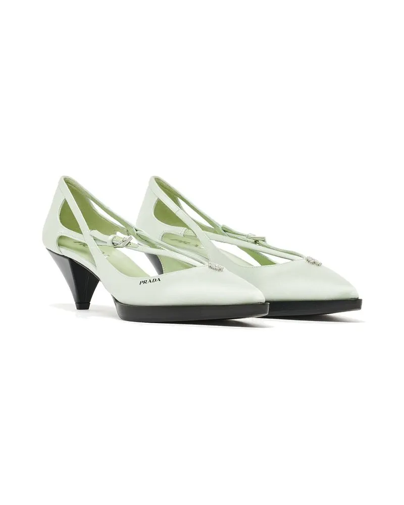 Prada Women's Bicolor Silk High Heel Pumps White