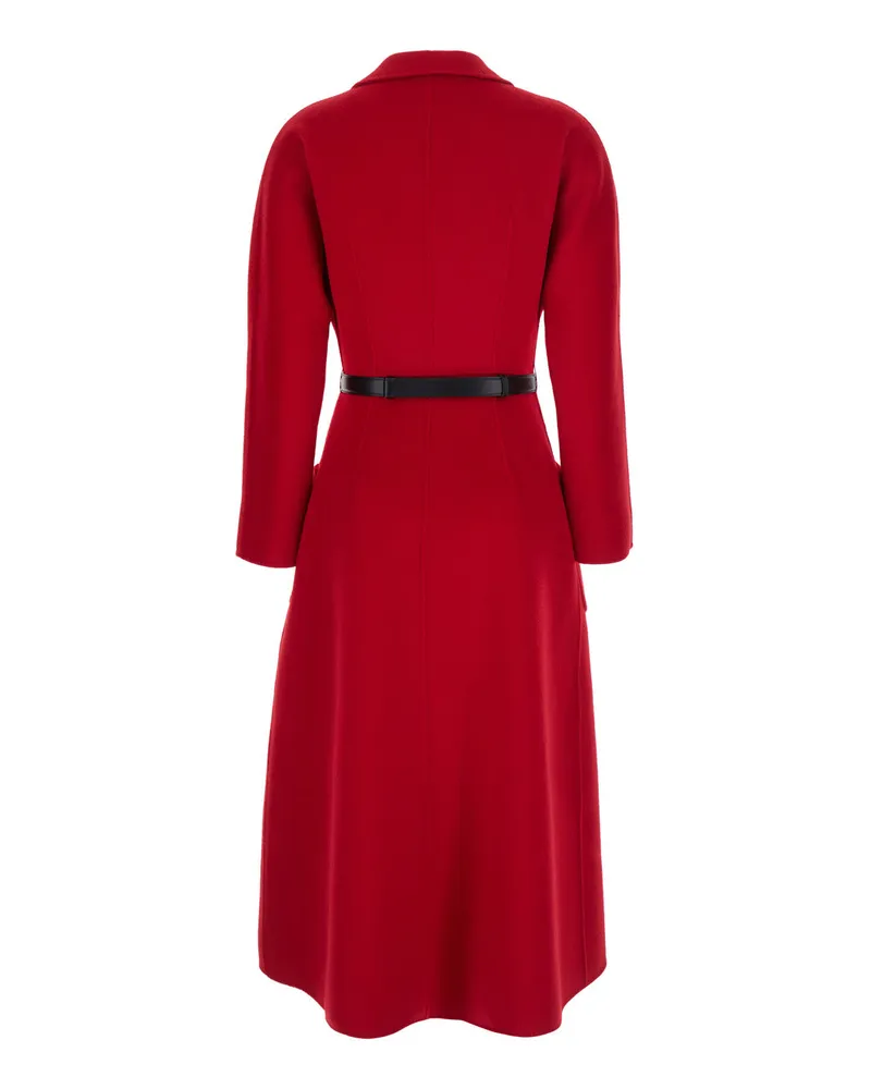 Elisabetta Franchi Single-Breasted Wool Coat — Red Red