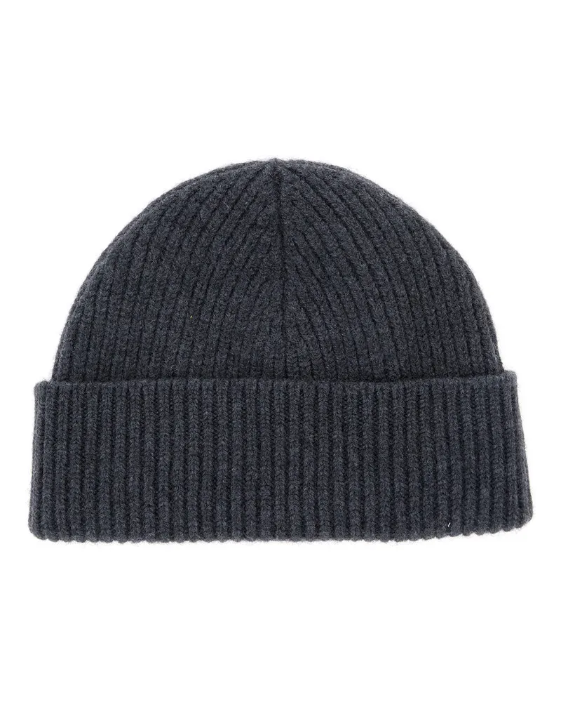 AMI Paris Men's Beanie With Adc Embroidery, Grey Wool Hat Gray