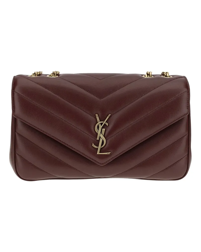Saint Laurent Women's Shoulder Bag Loulou Light Hot Wine Lambskin Brown