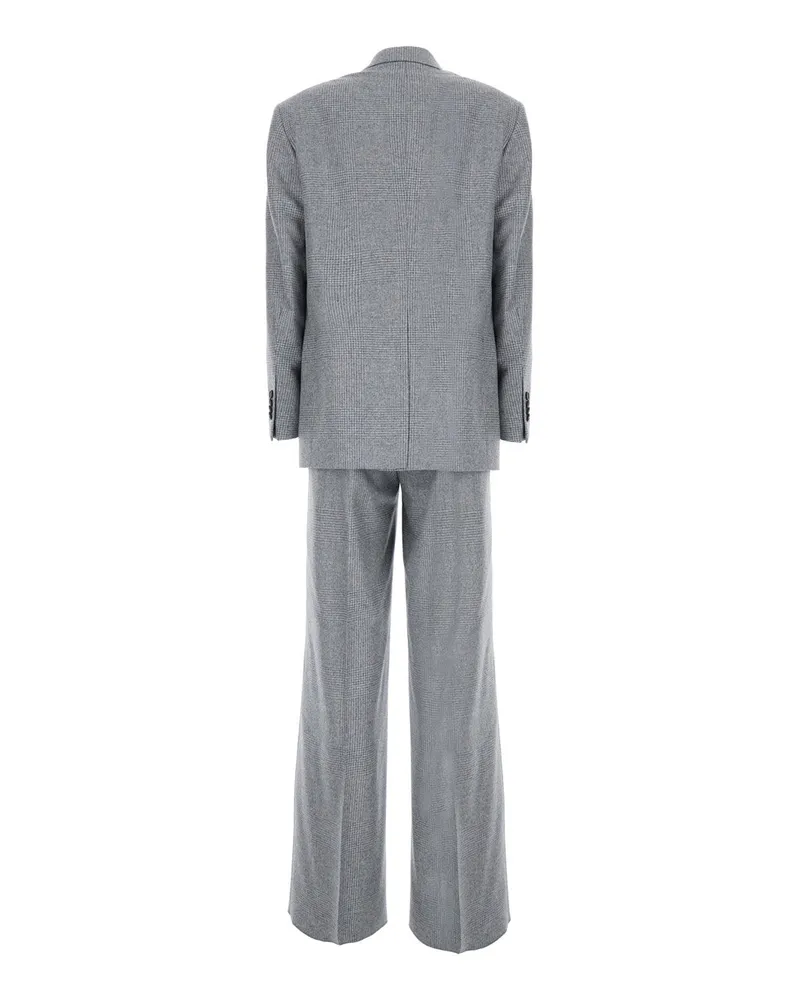Tagliatore Wool Flannel Check Pant Suit — Gray Gray