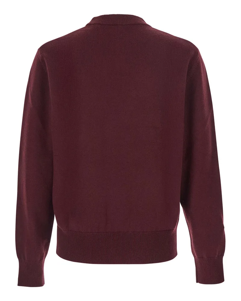 Sunflower Men Bordeaux Crew Neck Sweater Wool Blend Tops Top Burgundy