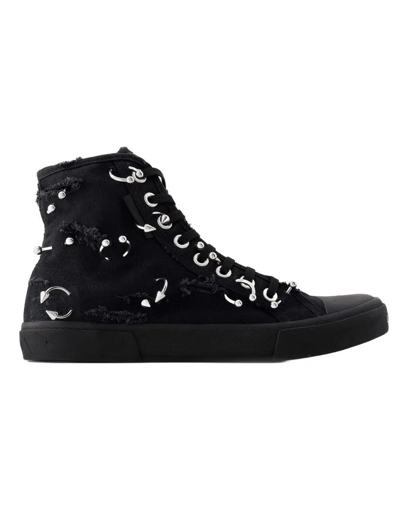 Balenciaga Unisex Paris High Top Sneakers -  Canvas Black Shoes Black