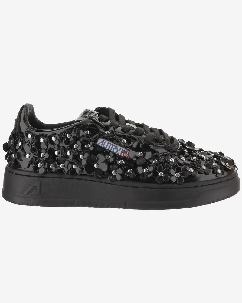 AUTRY Women's Sneakers Medalist Low Black Leather Trainers Black