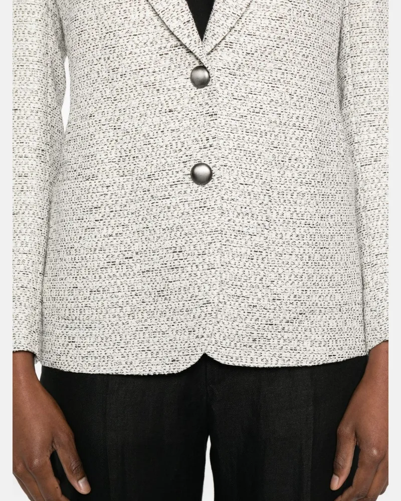 Luigi Bianchi Mantova Textured Wool Blend Blazer — White White
