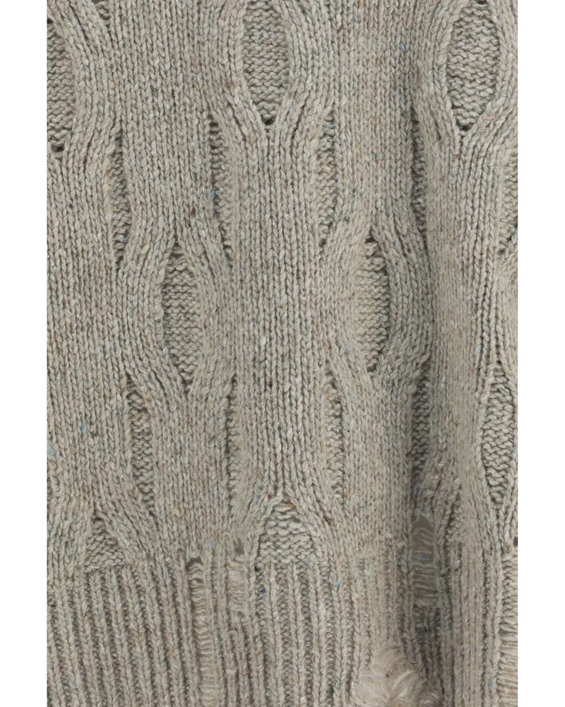 REPRESENT Distressed Merino Wool Sweater — Taupe Taupe
