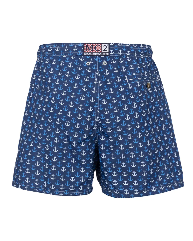MC2 Saint Barth Men's Swim Shorts Lighting Micro Anchor Sea Polyester Navy