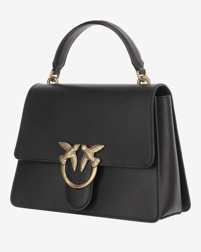 Pinko Women's Leather Handbag With Logo Black Handbags Hand Bags Black