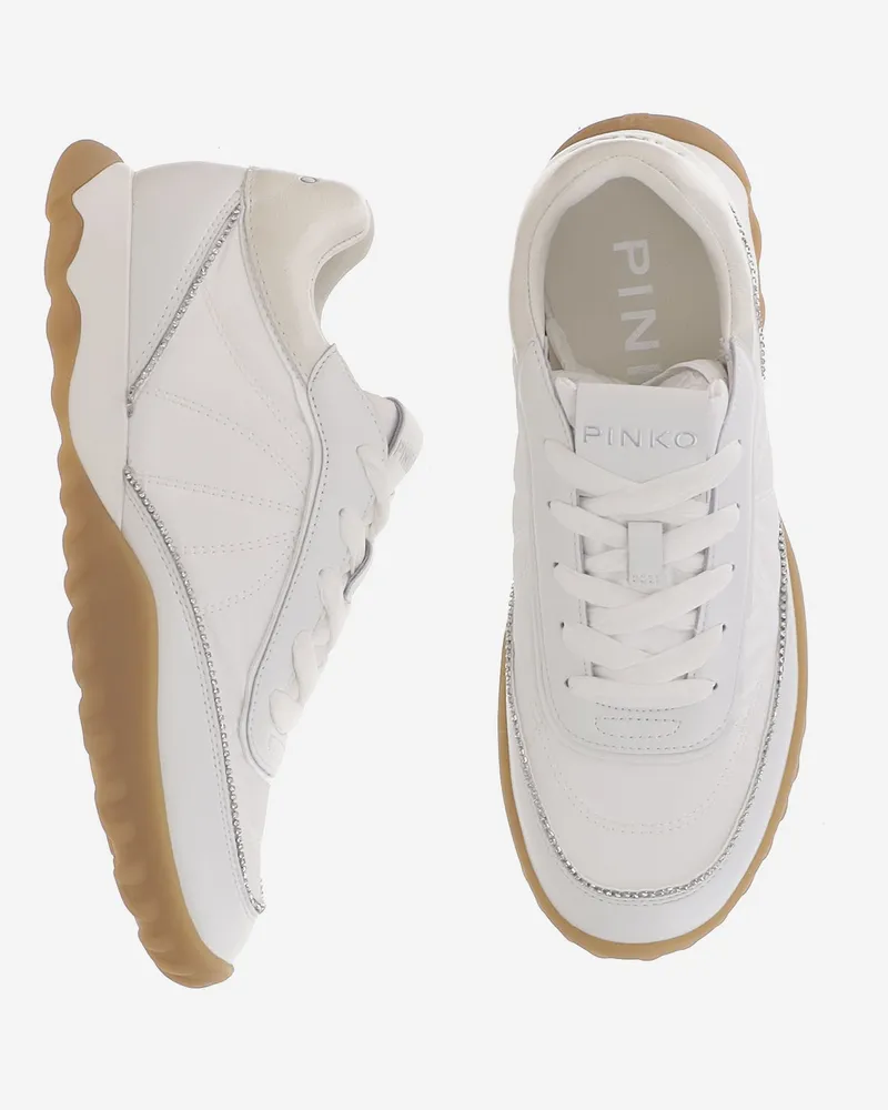 Pinko Women's Sneakers Gea Leather-Blend White Upper: Calfskin Trainers White