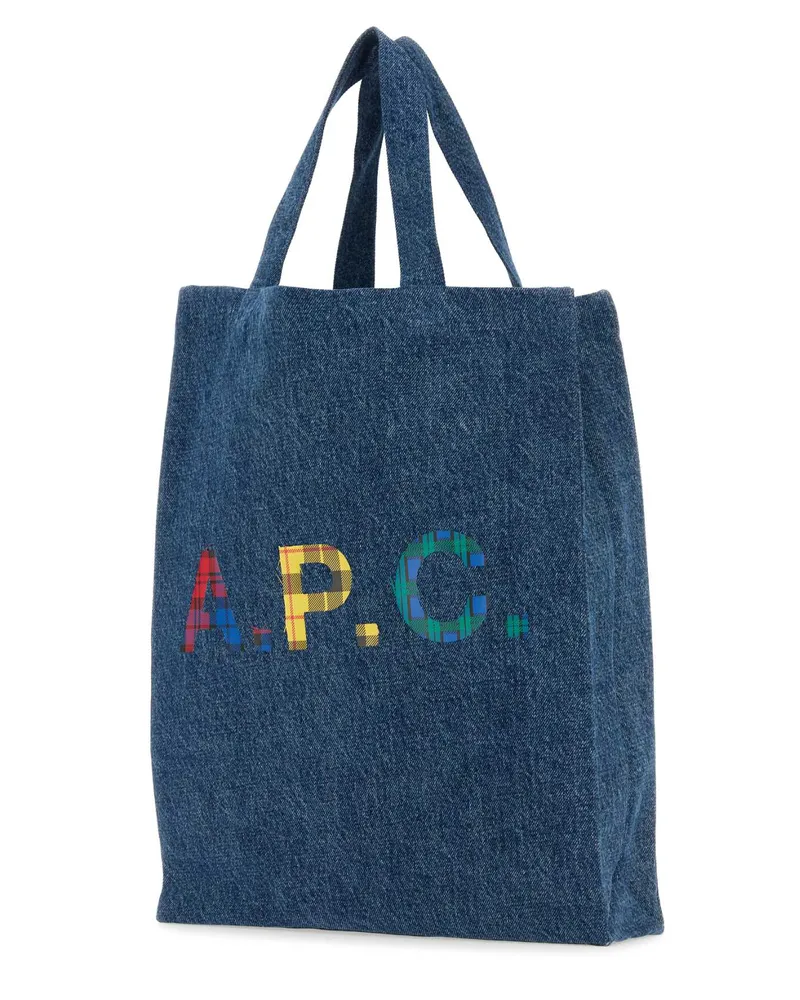 A.P.C. Women's Denim Mini Lou Shopping Bag Washedindigo Exterior: Cotton Borse A Mano Blue