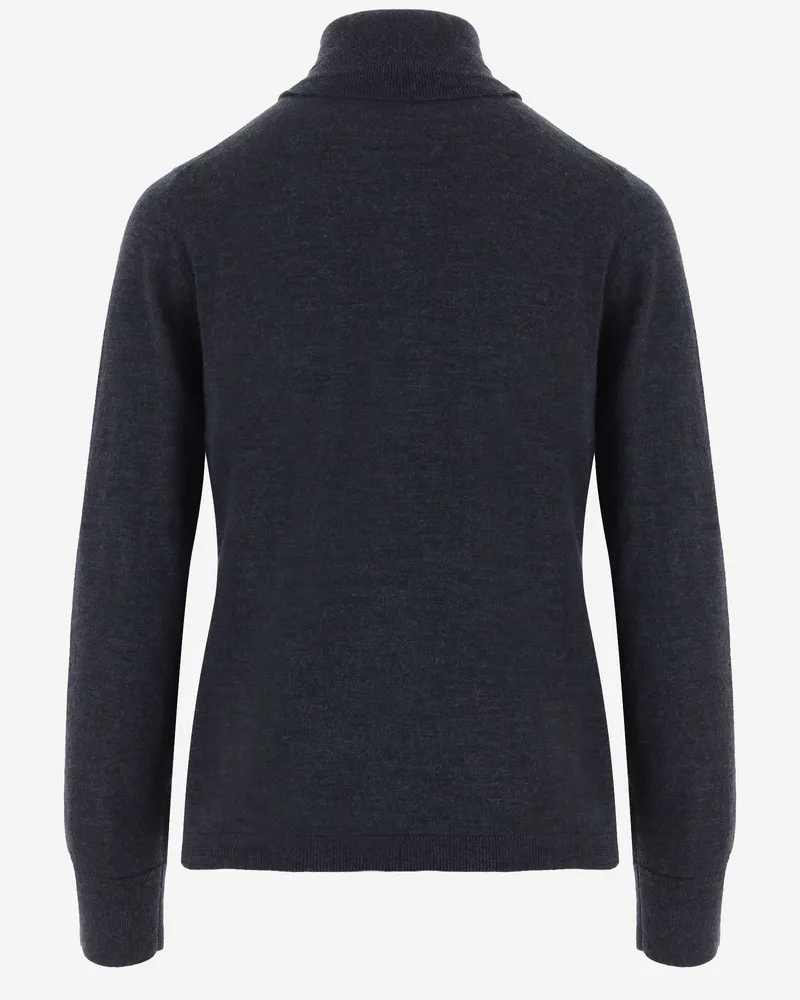 ALLUDE Women Cashmere Turtleneck Sweater Dark Grey Virgin Wool Gray