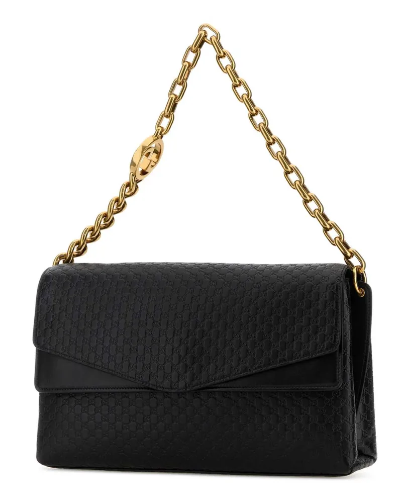 Gucci Women's Black Leather Large Shoulder Bag Blackblackblack Lamb Borse A Mano Black