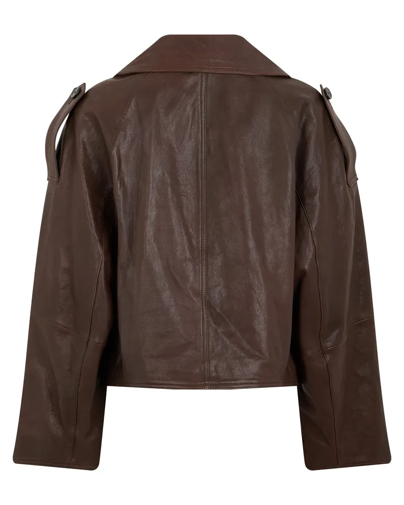 Max Mara Women's Leather Jacket Chocolate Lambskin; Lining Polyester Brown
