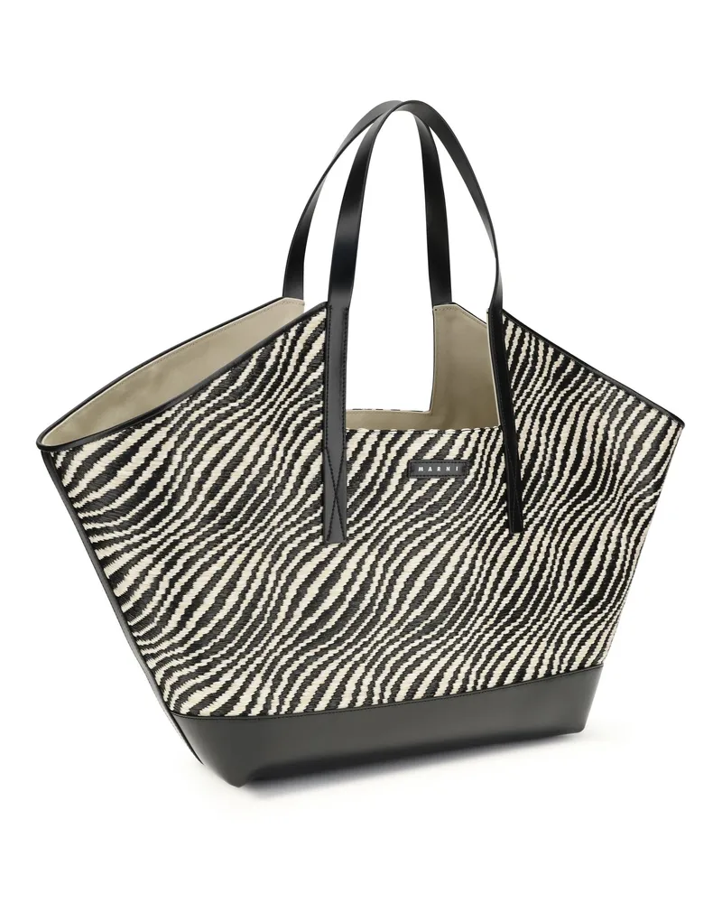 Marni Women's Tote Bag Raffia-Effect Black Polyamide Shoulder Black