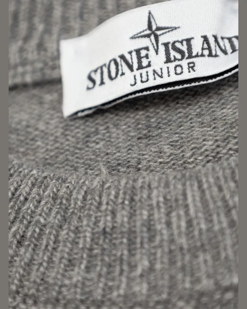 Stone Island Logo-Patch Wool-Blend Crewneck Sweater — Gray Gray