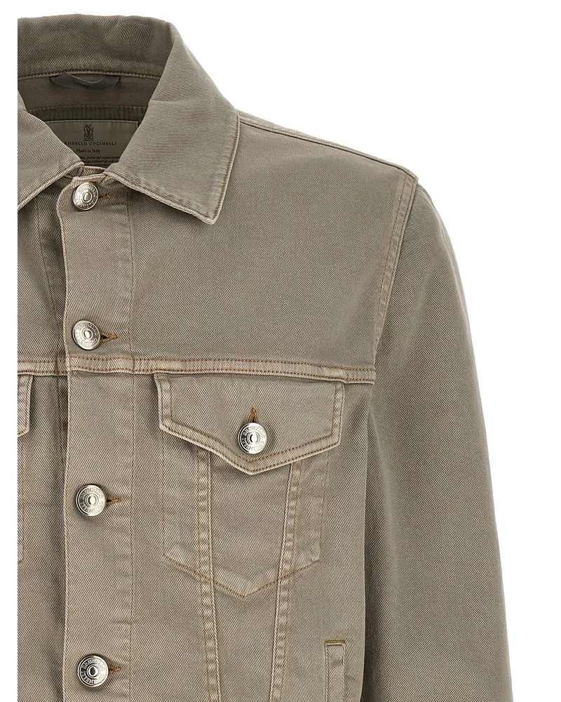 Brunello Cucinelli Cotton Twill Jacket — Gray-green Gray-green
