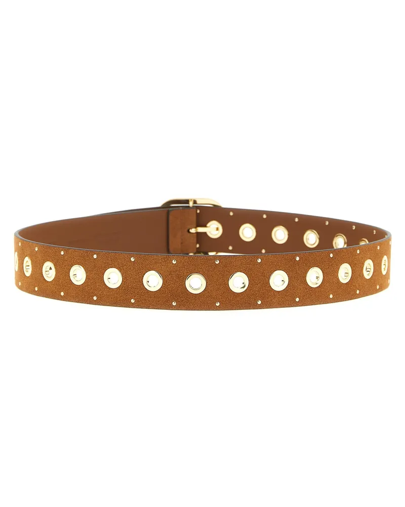 Pinko Studded Suede Belt — Tan Tan