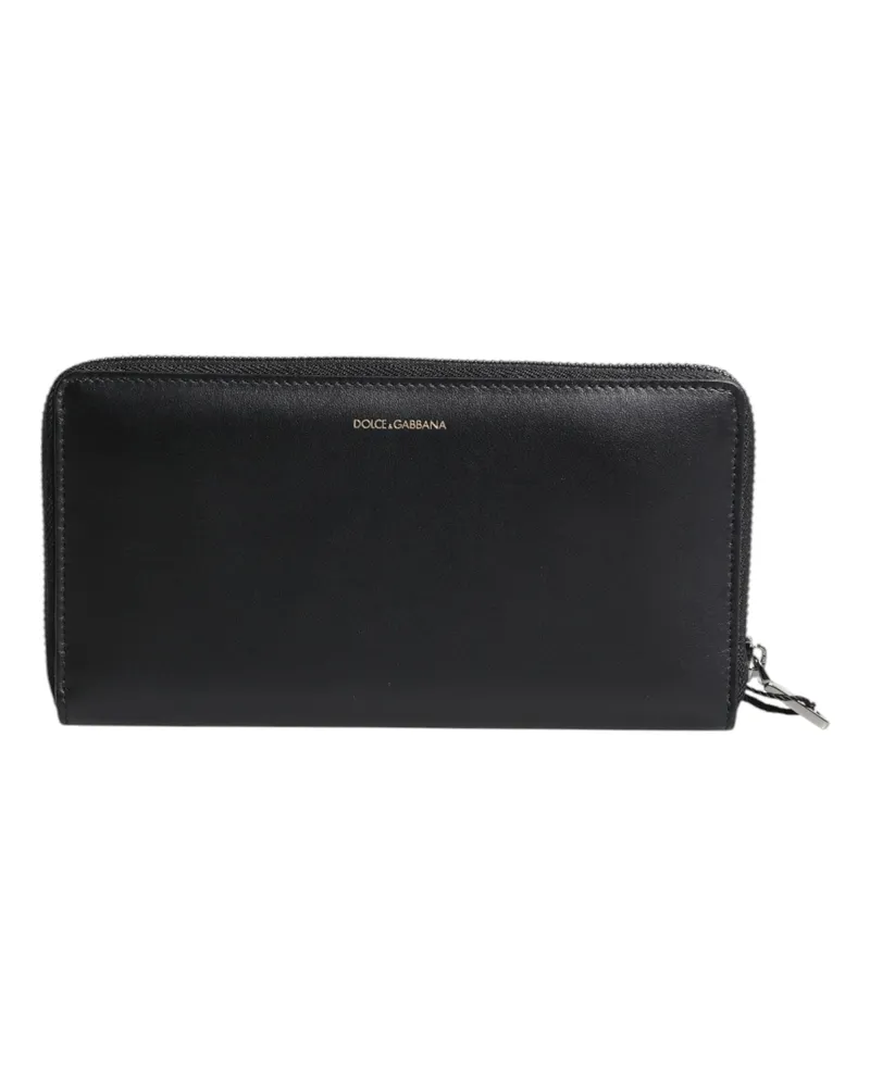 Dolce & Gabbana Men's Black Blue Exotic Leather Embossed Continental Wallet And Calfskin Land Snake Black