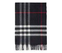 Cashmere Check Scarf — Navy