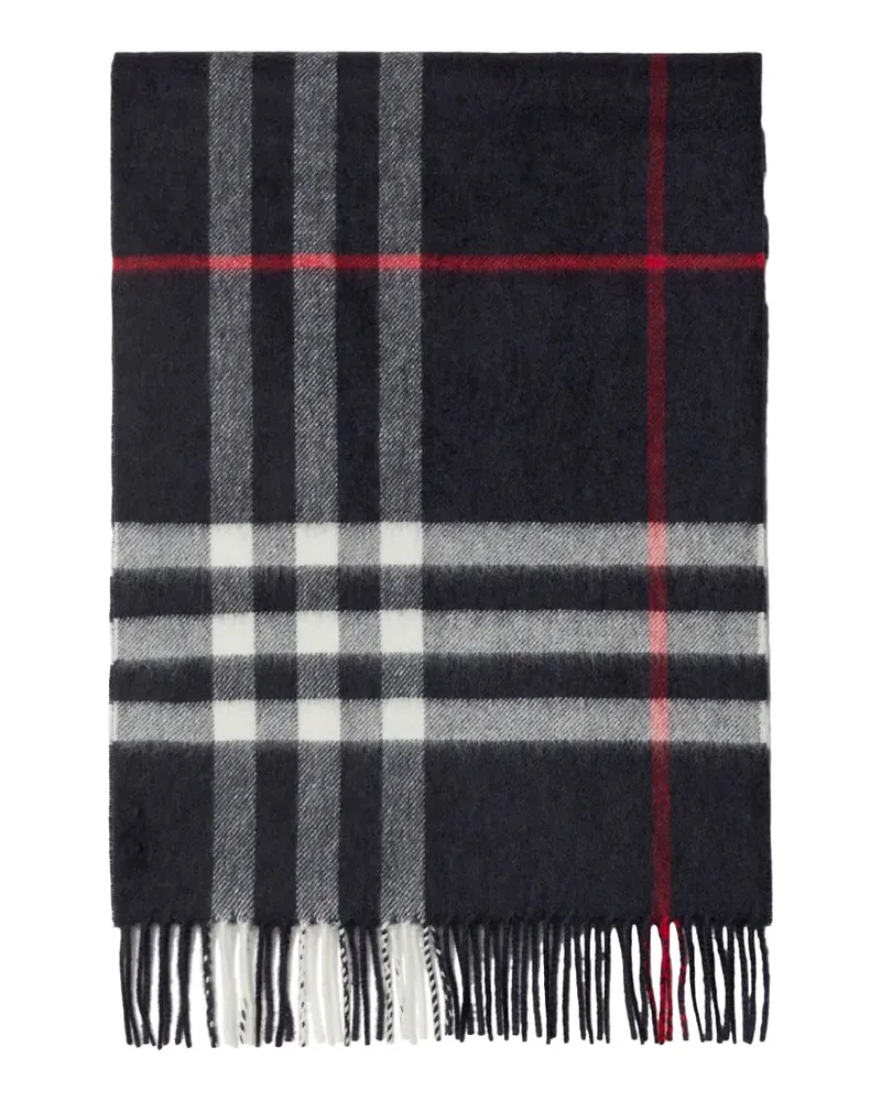 Burberry Cashmere Check Scarf — Navy Navy
