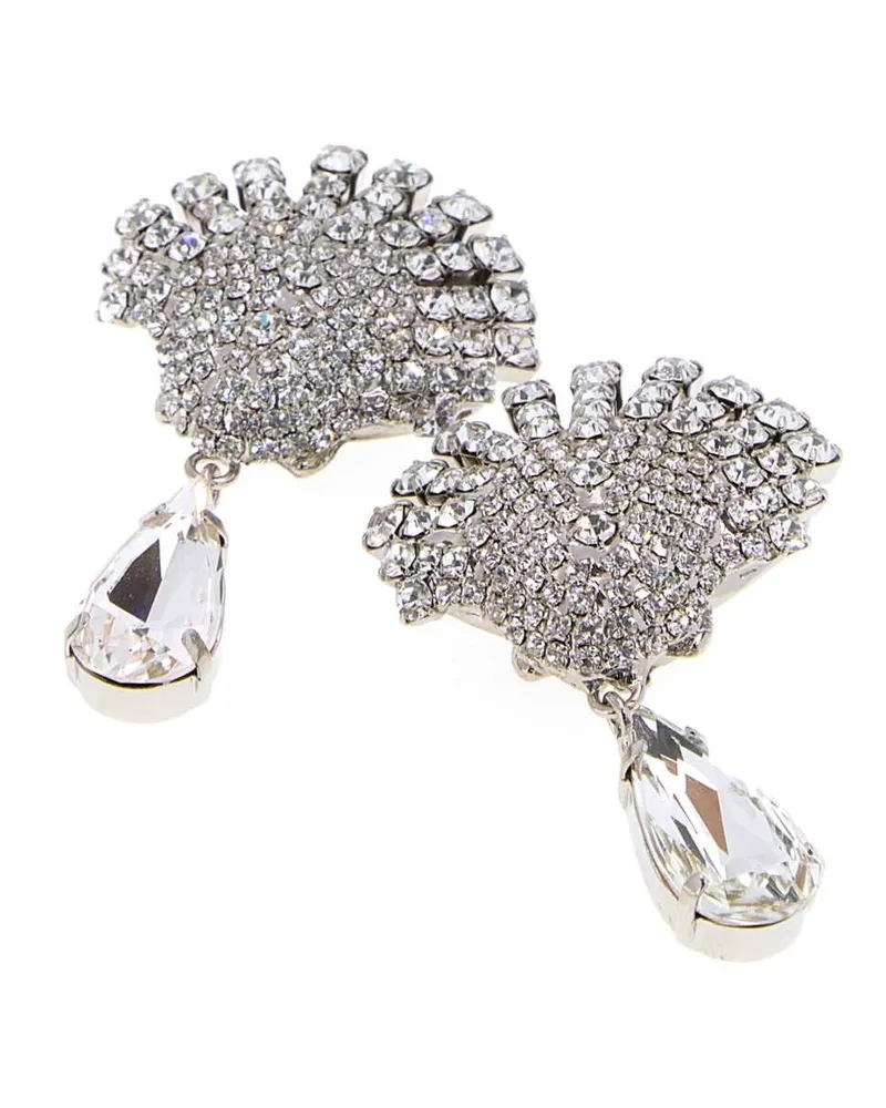Alessandra Rich Women's Embellished Metal Earrings Crysilver Brass Glass Silver