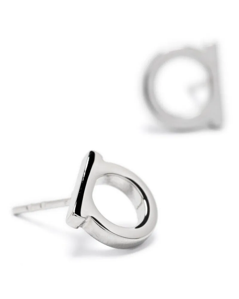 Ferragamo Women's Earrings Gancini Silver Brass Plate Metallic Silver