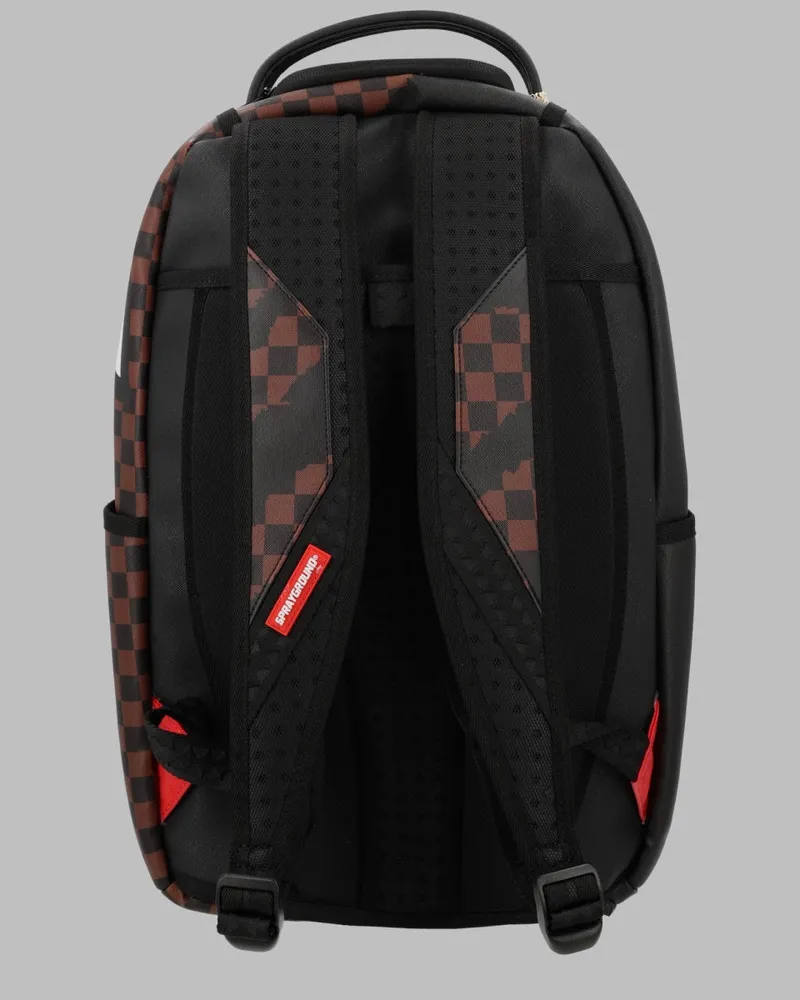Sprayground Shark Mouth Claw Tear Check Backpack — Black Black