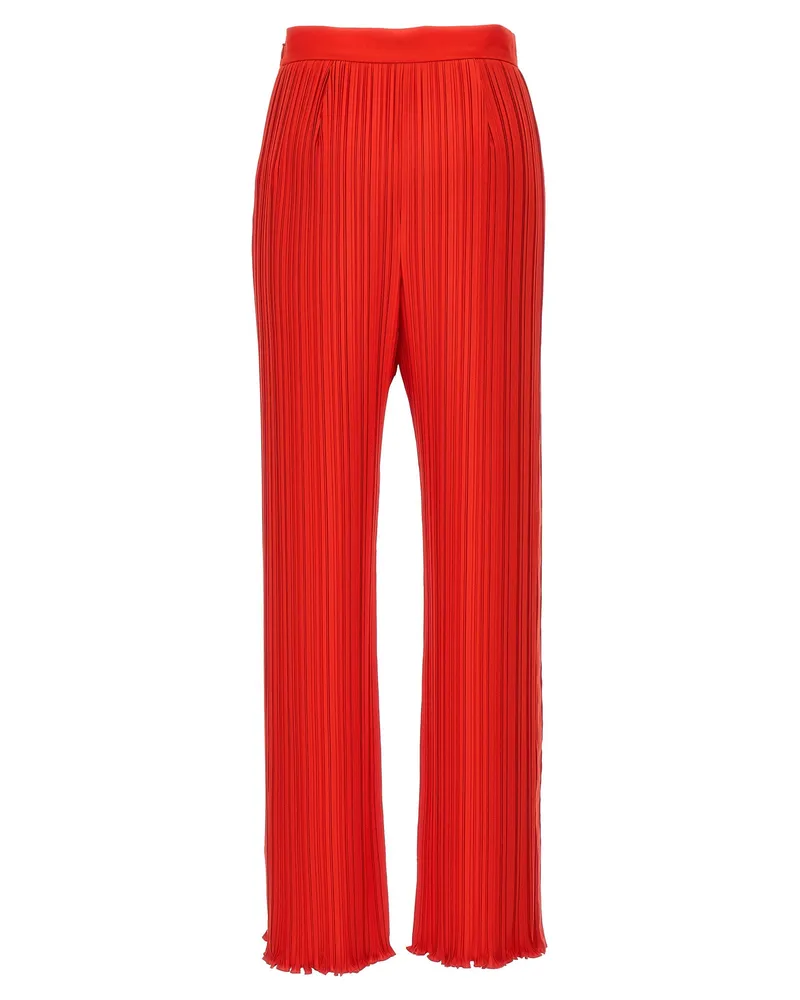 Lanvin Pleated Wide-Leg Trousers — Red Red