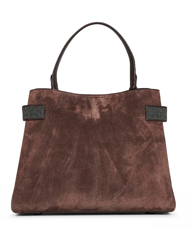 Brunello Cucinelli Women's Top-Handle Bag Espresso Essence Brown Leather Handbags Hand Brown