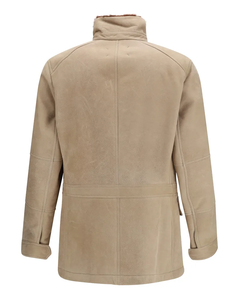 Brunello Cucinelli Waxed Shearling Safari Jacket 9865+074