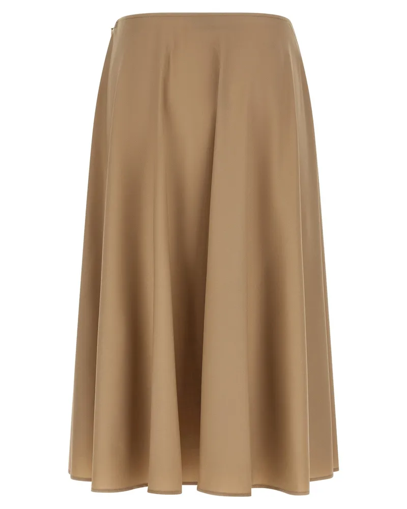 Moschino A-Line Midi Wool Skirt — Camel Camel