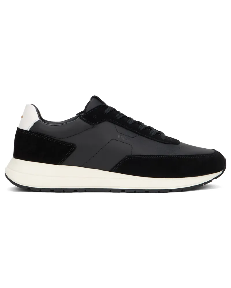 HUGO BOSS Men's Sneakers Vinston Black Cow Hide Trainers Black