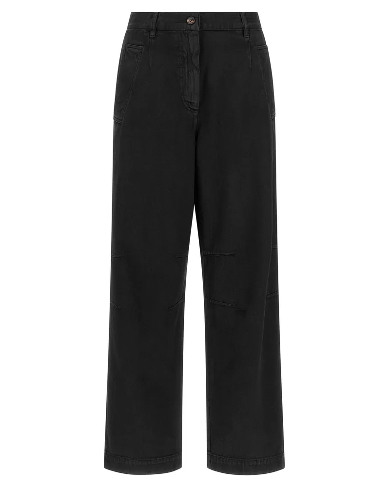 Dries van Noten Wide Cotton Canvas Trousers — Black Black