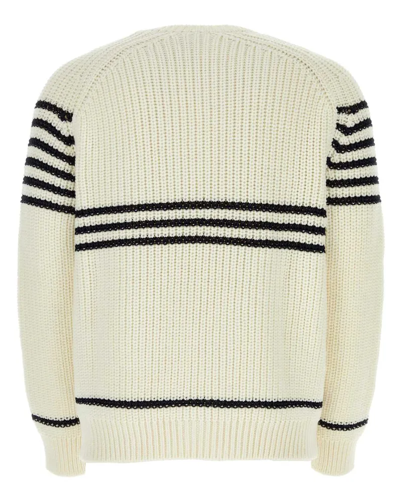 Loewe Men's Ivory Wool Blend Sweater Offwhitenavy Exterior: Acetate Maglieria White