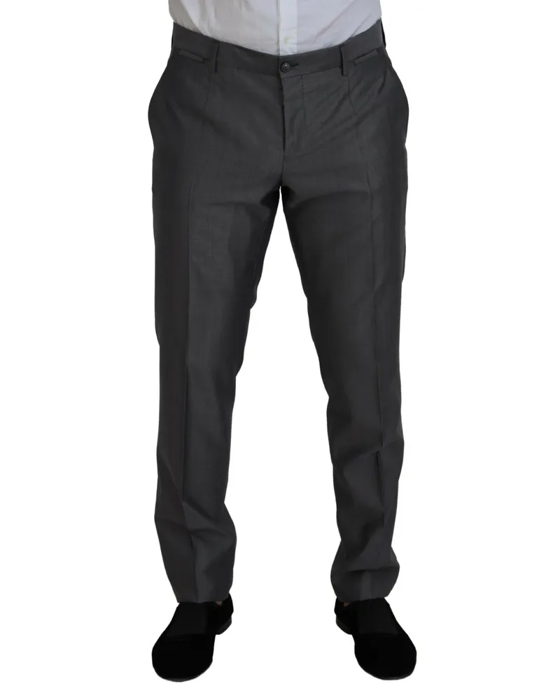 Dolce & Gabbana Men Gray Sicilia 3 Piece Slim Fit Suit Wool Gray
